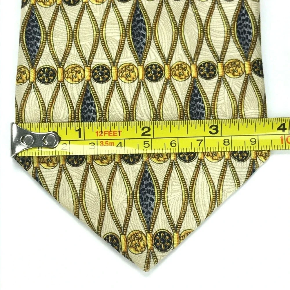 AQUASCUTUM Of London Men's Silk Necktie Coins Victorian British Animal Print Tie